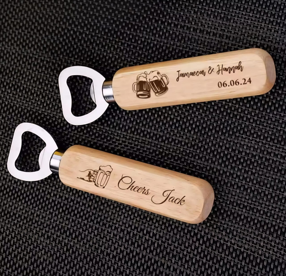 Personalized Wood Handled Bottle Opener