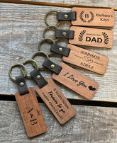 Personalized Executive Wood/Leather Keychain