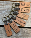 Personalized Executive Wood/Leather Keychain