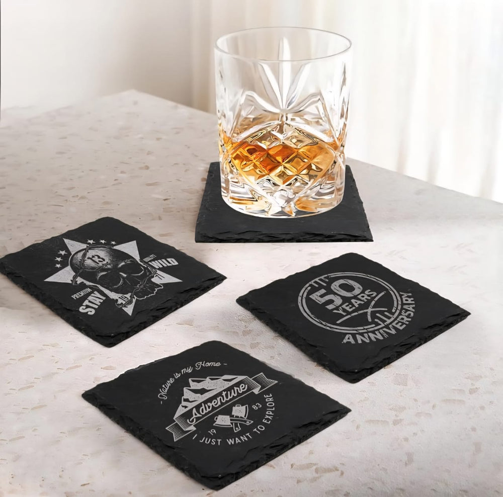 Personalized Square Slate Coasters - Set Of 4