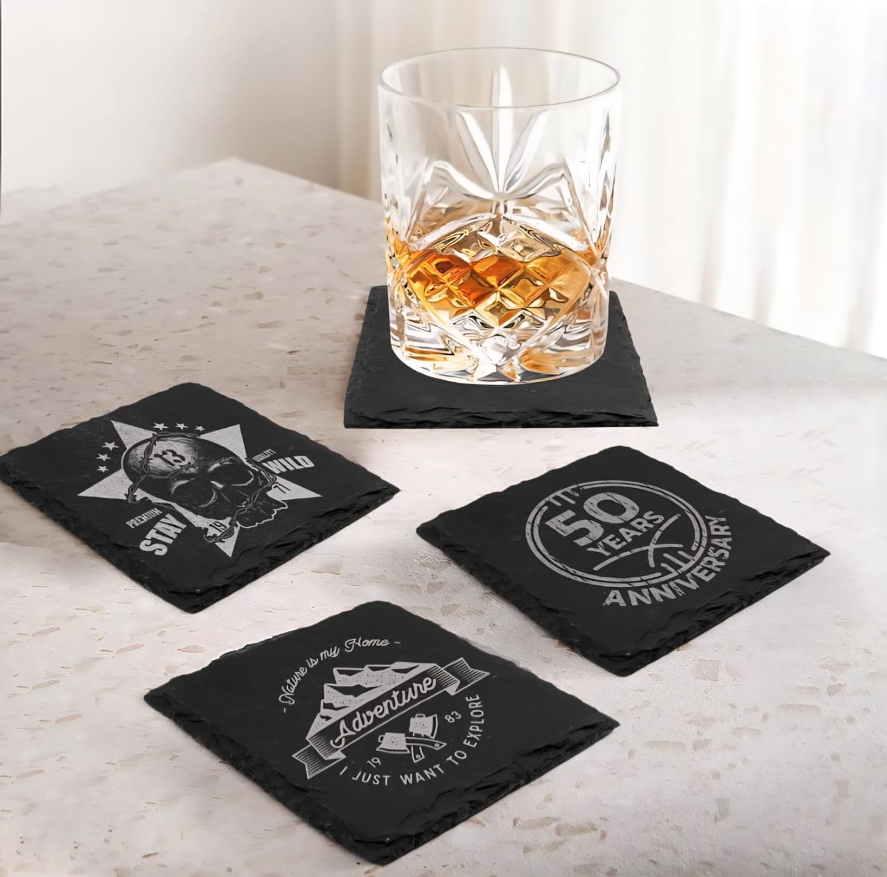 Personalized Square Slate Coasters - Set Of 4