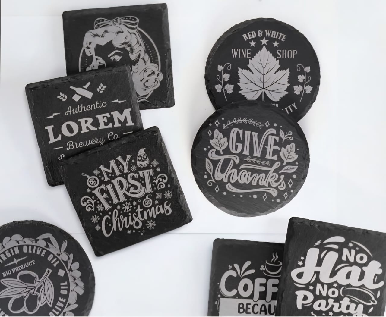 Personalized Round Slate Coasters - Set Of 4