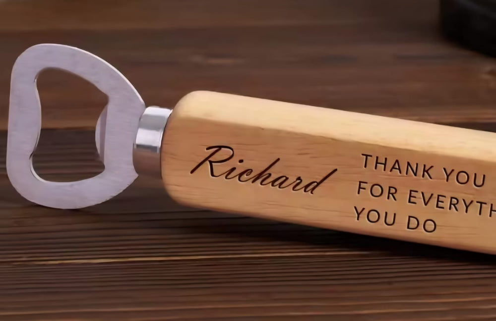 Personalized Wood Handled Bottle Opener