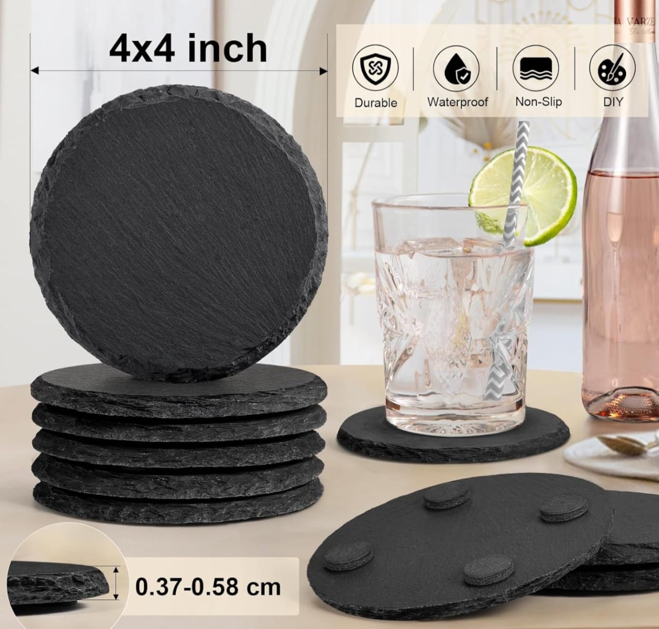 Personalized Round Slate Coasters - Set Of 4