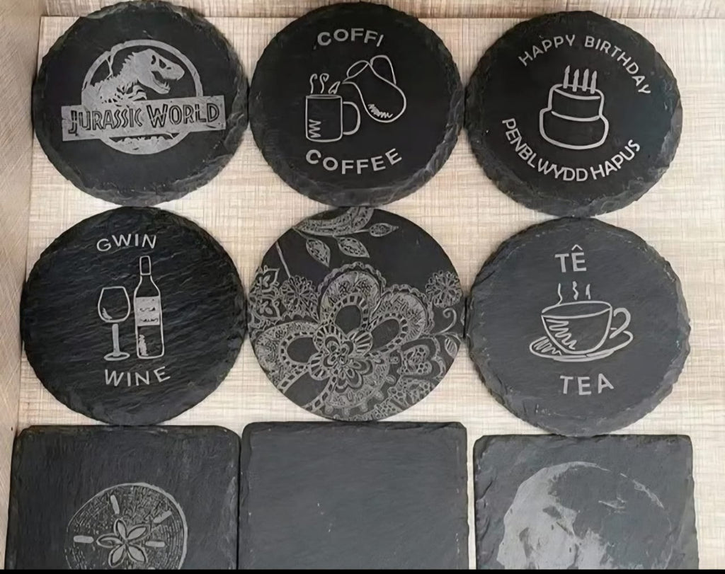 Personalized Round Slate Coasters - Set Of 4 – Custom Laser Craft