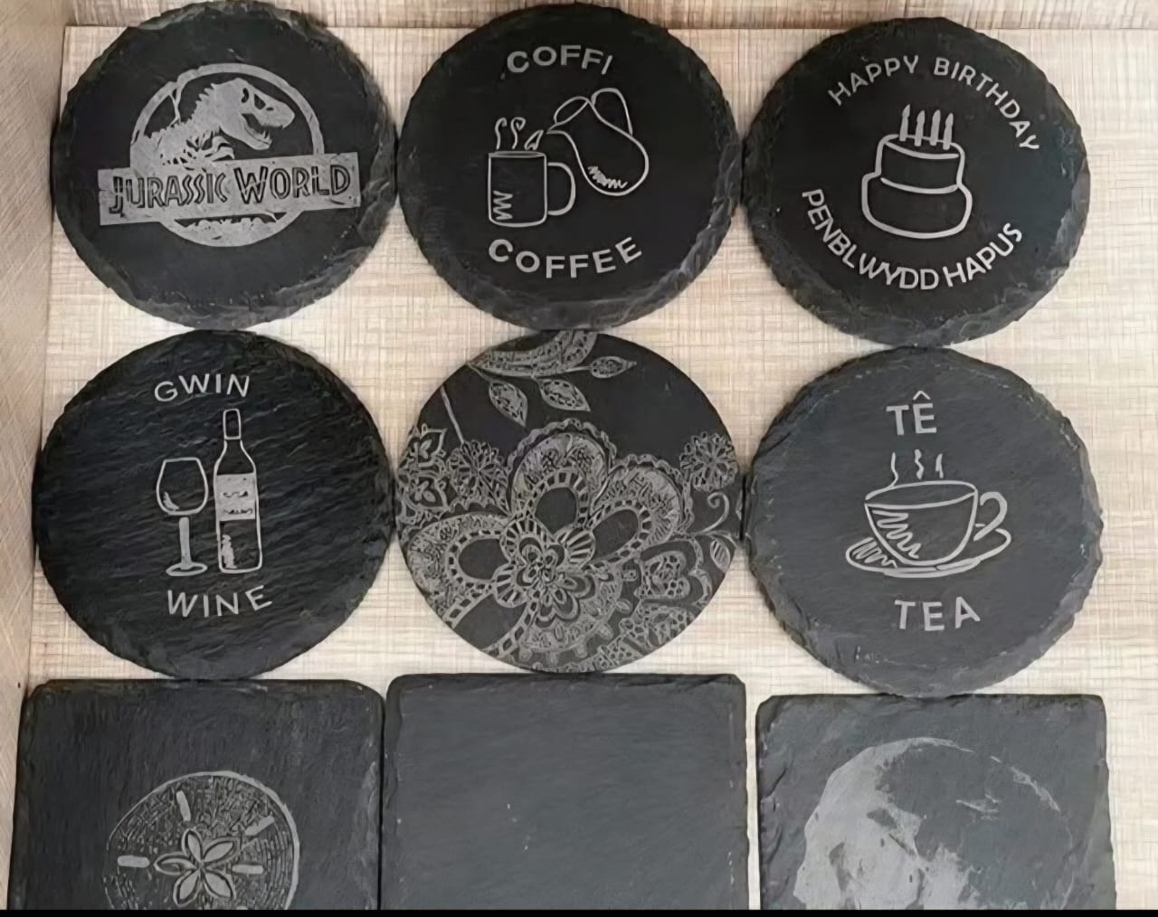 Personalized Round Slate Coasters - Set Of 4