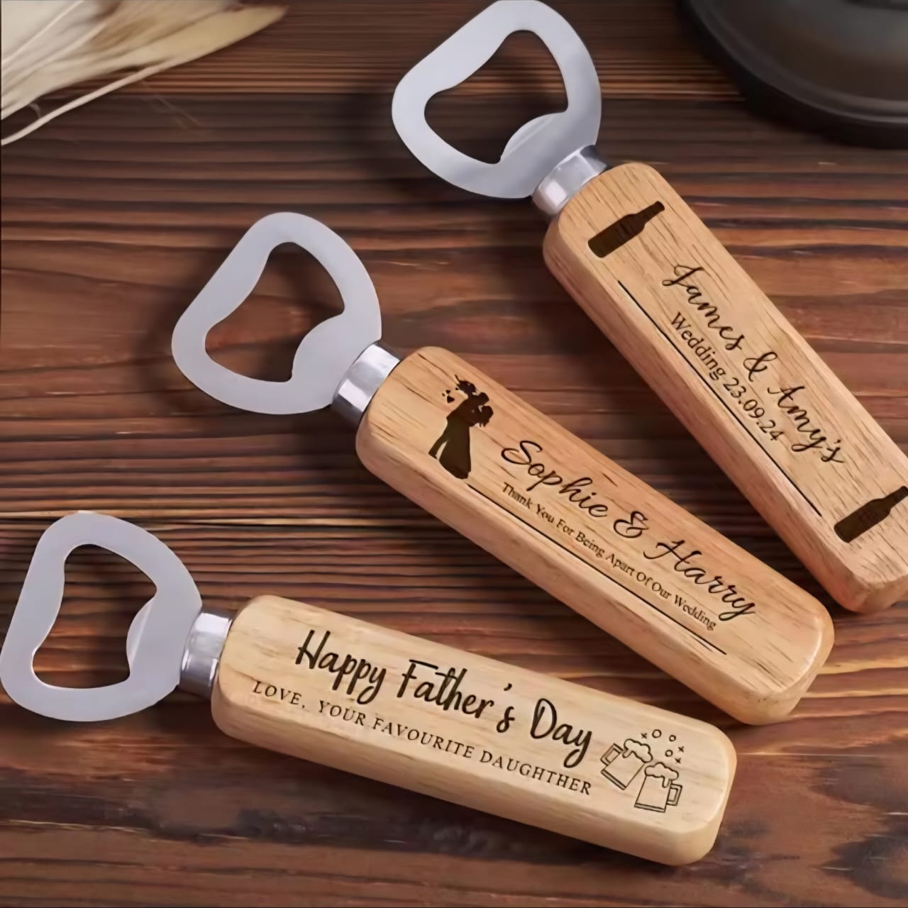 Personalized Wood Handled Bottle Opener
