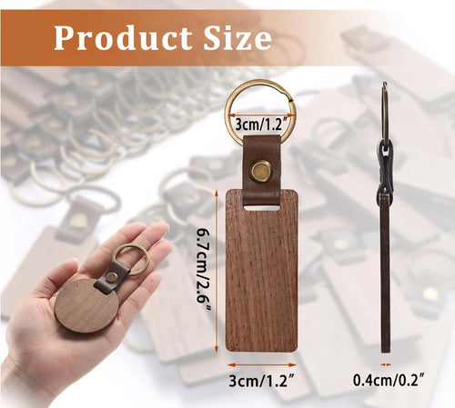 Personalized Executive Wood/Leather Keychain